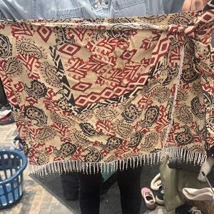 Zara Beige Skirt with Red and Black Boho Print